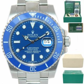 Papers Rolex Submariner Date 116610 Steel Blue Dial Smurf Ceramic Watch Box