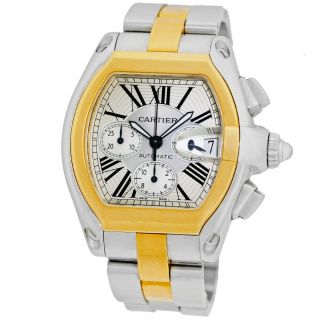 Cartier Steel 18k Yellow Gold Roadster Chronograph Automatic Box Minty