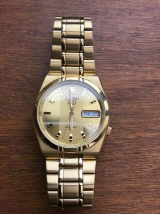 Seiko 5 (snxs80k) Mens Automatic Gold Plated Watch | Hardly