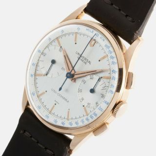 Universal Geneve Uni - Compax 124118 - 5 Solid 18k Rose Gold 35mm Chronograph