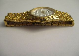 Vintage Mens Women ' s Gruen Quartz Gold Nugget Style Watch 4