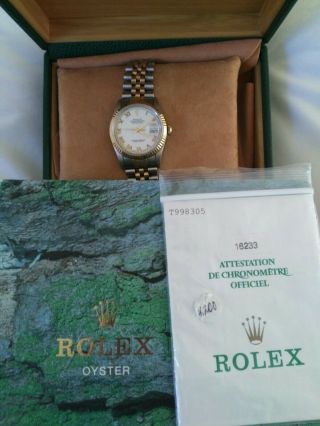 Rolex Datejust Auto 36mm 18k Gold Mens Watch 16233