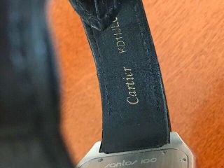 Cartier Santos 100 18k Yellow Gold & Steel Roman Dial Mens Strap Watch 2656 HV 5