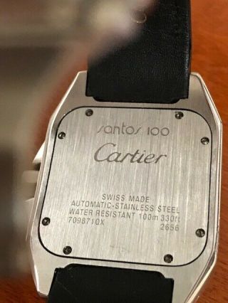 Cartier Santos 100 18k Yellow Gold & Steel Roman Dial Mens Strap Watch 2656 HV 8