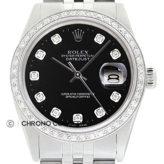 Rolex Mens Datejust Diamond 18k White Gold & Stainless Steel Quickset Watch