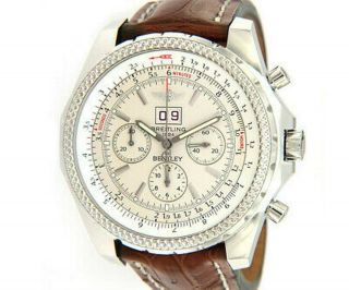 Breitling Bentley A44362 Chronograph,  Silver Dial,  Alligator Strap,  Stainless