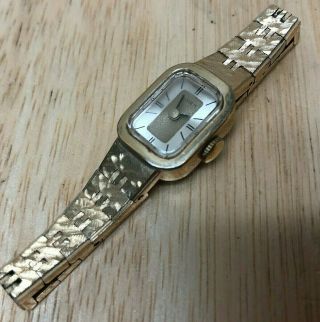 Vintage Timex Lady Gold Tone Rectangle Hand - Winding Mechanical Watch Hours Runs