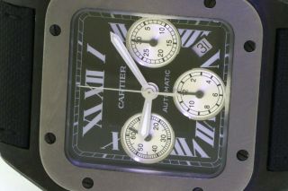Cartier Santos 100 large Titanium PVD automatic chronograph men ' s watch 4