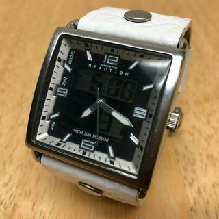 Kenneth Cole Reaction Mens Square Steel Analog Digital Watch Hours Battery