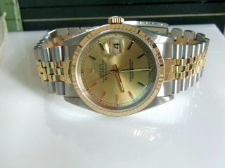 Pre Owned Authentic Rolex Mens Oyster Perpetual Date Just Chronometer Two Tone
