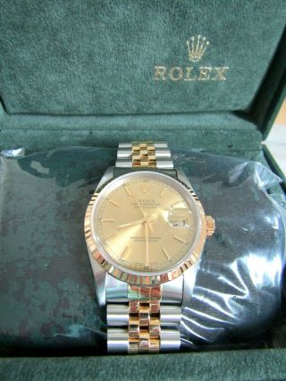 Pre Owned Authentic Rolex Mens Oyster Perpetual Date Just Chronometer Two Tone 4