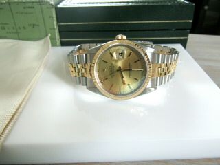 Pre Owned Authentic Rolex Mens Oyster Perpetual Date Just Chronometer Two Tone 5