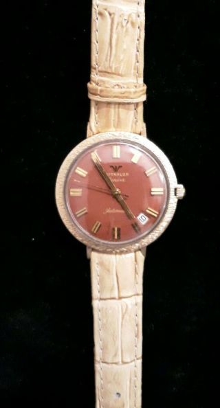 Wittnauer Geneve Automatic Maroon Warch Face Rare