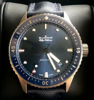 Blancpain Fifty Fathoms Bathyscaphe 5000 - 0240 - O52a Wrist Watch For Men