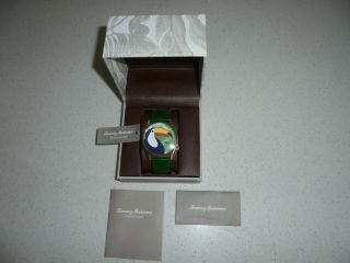 Tommy Bahama Toucan Green Leather Band Watch - Nwt