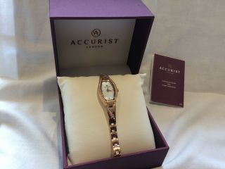 Ladies Accurist 8030 Rose Gold Crystal Set Dress Watch Rrp £99.  99