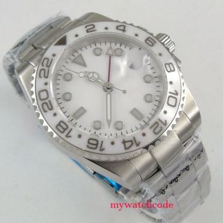 40mm BLIGER sterile white dial GMT sapphire glass automatic movement mens watch 2