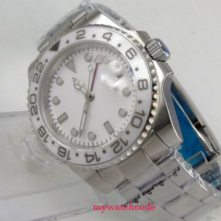 40mm BLIGER sterile white dial GMT sapphire glass automatic movement mens watch 3