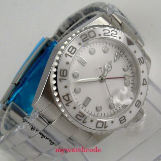 40mm BLIGER sterile white dial GMT sapphire glass automatic movement mens watch 4