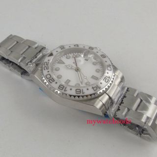 40mm BLIGER sterile white dial GMT sapphire glass automatic movement mens watch 5