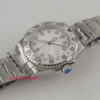 40mm BLIGER sterile white dial GMT sapphire glass automatic movement mens watch 6