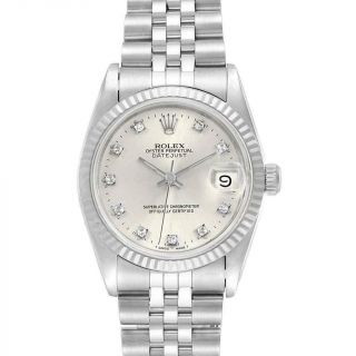Rolex Datejust Midsize Steel White Gold Diamond Dial Ladies Watch 68274