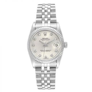 Rolex Datejust Midsize Steel White Gold Diamond Dial Ladies Watch 68274 2