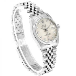 Rolex Datejust Midsize Steel White Gold Diamond Dial Ladies Watch 68274 3