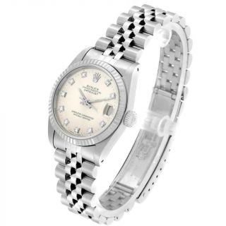 Rolex Datejust Midsize Steel White Gold Diamond Dial Ladies Watch 68274 4