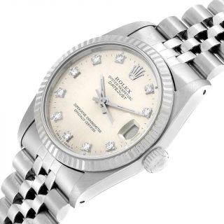 Rolex Datejust Midsize Steel White Gold Diamond Dial Ladies Watch 68274 5