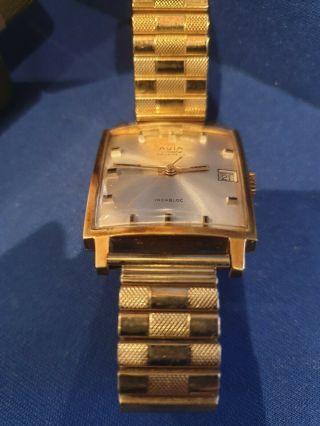 Vintage Avia matic 25 jewels Incabloc swiss made watch 15016 Rolled gold strap 4