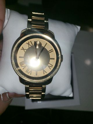 Movado Bold - Roman Numerals Gold Dial Gold Tone Swiss Watch 3600197