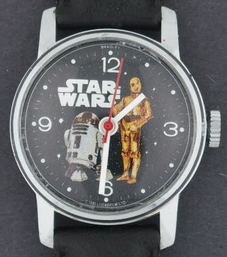 Vintage Star Wars R2 - D2 & C - 3po Black Dial Character Watch By Bradley