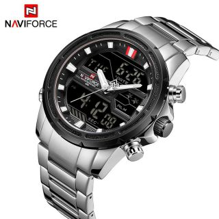 NAVIFORCE Sports Fashion Casual Men ' s Steel Army Military Quartz LED Watch Date 2