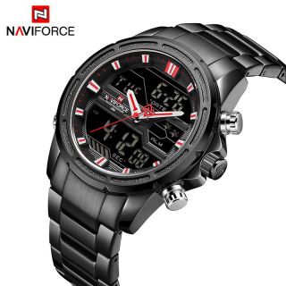 NAVIFORCE Sports Fashion Casual Men ' s Steel Army Military Quartz LED Watch Date 3
