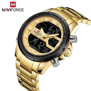 NAVIFORCE Sports Fashion Casual Men ' s Steel Army Military Quartz LED Watch Date 5