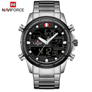 NAVIFORCE Sports Fashion Casual Men ' s Steel Army Military Quartz LED Watch Date 6