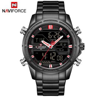 NAVIFORCE Sports Fashion Casual Men ' s Steel Army Military Quartz LED Watch Date 7