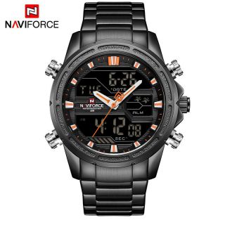 NAVIFORCE Sports Fashion Casual Men ' s Steel Army Military Quartz LED Watch Date 8