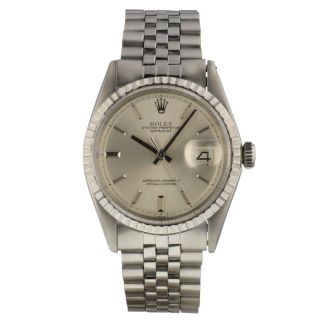 Rolex Datejust 36 Mm Steel Silver Dial Automatic Jubilee Watch 1603 Circa 1970