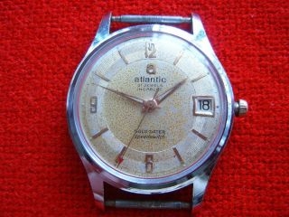 Vintage Old Swiss Made Wrist - Watch Atlantic 21 Jewels Solo Dater Speedswitch