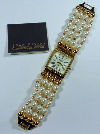 Vintage Joan Rivers Classics Watch Faux Pearl Gold Tone Battery
