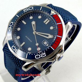 41mm Bliger Sterile Blue Dial Luminous Sapphire Glass Date Automatic Mens Watch