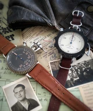 Rare LEONIDAS Countdown Chronograph WW2 Italian Airforce Bomb Timer RADIUM Dial 4