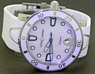 Ulysse Nardin Lady Diver Mop Dial Auto.  Ladies Watch W/ Date & White Bezel/band