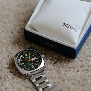 Seiko Recraft Snkm97 Automatic Wrist Watch - Green Dial - Box