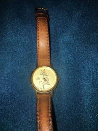 Vtg Mickey Mouse Lorus Quartz Gold Tone Wrist Watch Walt Disney Co.  Y481 - 8730