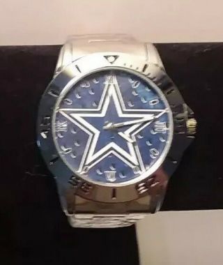 Nfl Dallas Cowboys Unisex Quartz Watch Chrome Stainless Steel Buckle Clasp
