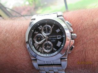 Seiko Executive Stainless Steel Sapphire Crystal Chronograph Date SNA525P1 Solid 2