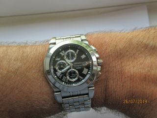 Seiko Executive Stainless Steel Sapphire Crystal Chronograph Date SNA525P1 Solid 5